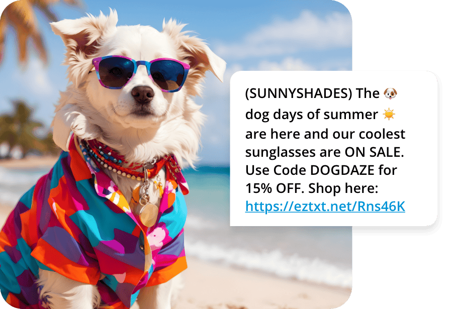 Sunglasses sale text blast example