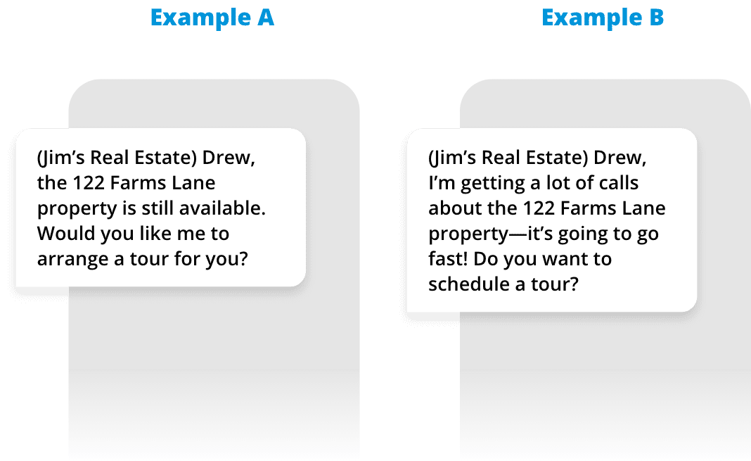 Listing tour example message