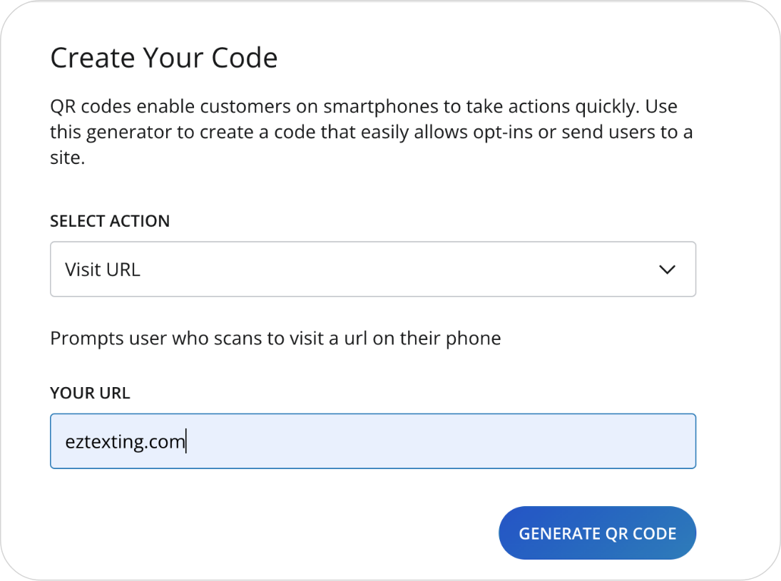 QR code in-app creation example