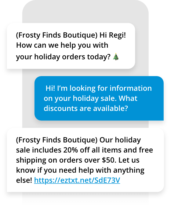 Holiday two-way texting sample message