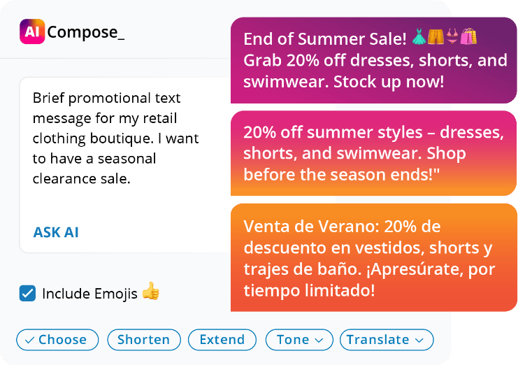 AI compose in app message generator