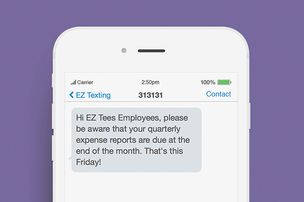 mass texting coordinate example