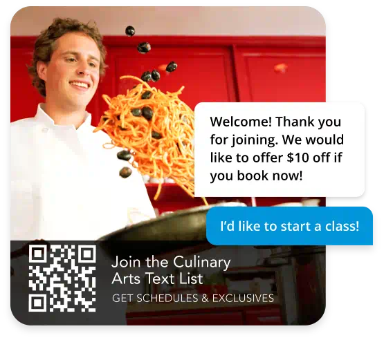 QR CODE Text to Sign Up Cooking Class