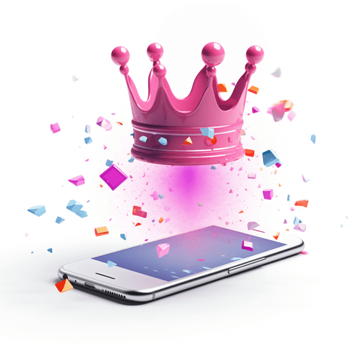 Illustration of a smartphone wearing a crown