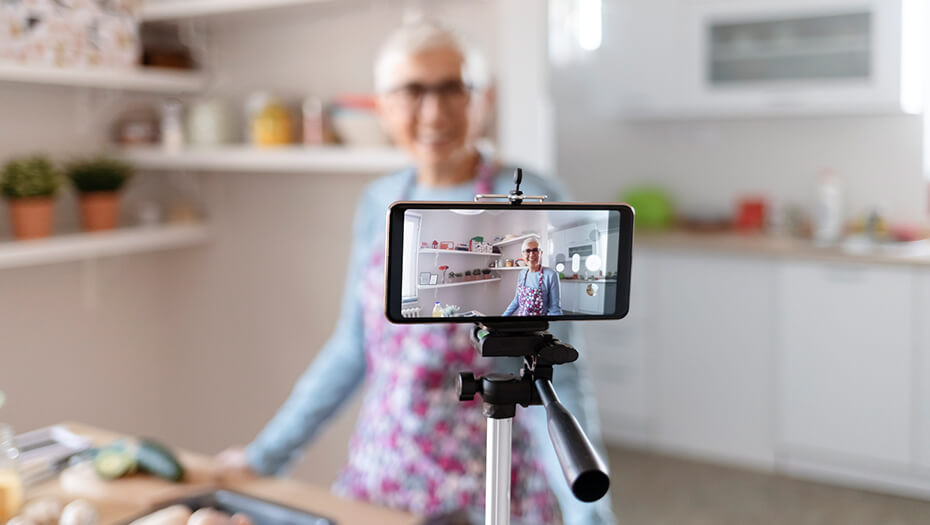 Woman recording a video.