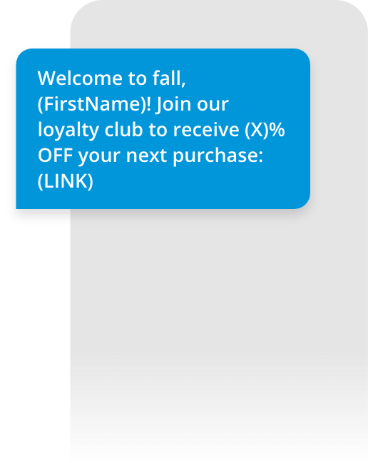 Welcome to Fall SMS Text Example 1