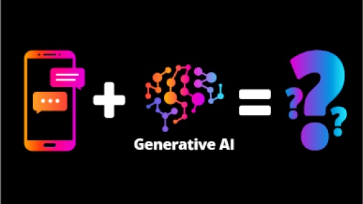 illustration the equation of a smartphone + Generative AI Symbol = ???