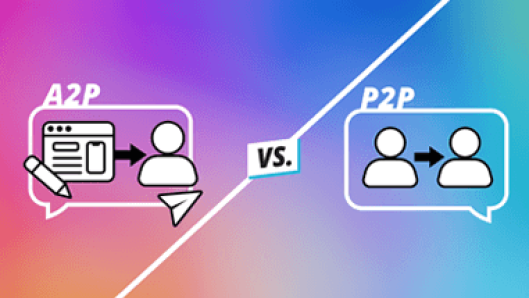 Illustration of Application to Person (A2P) vs Person to Person (P2P)